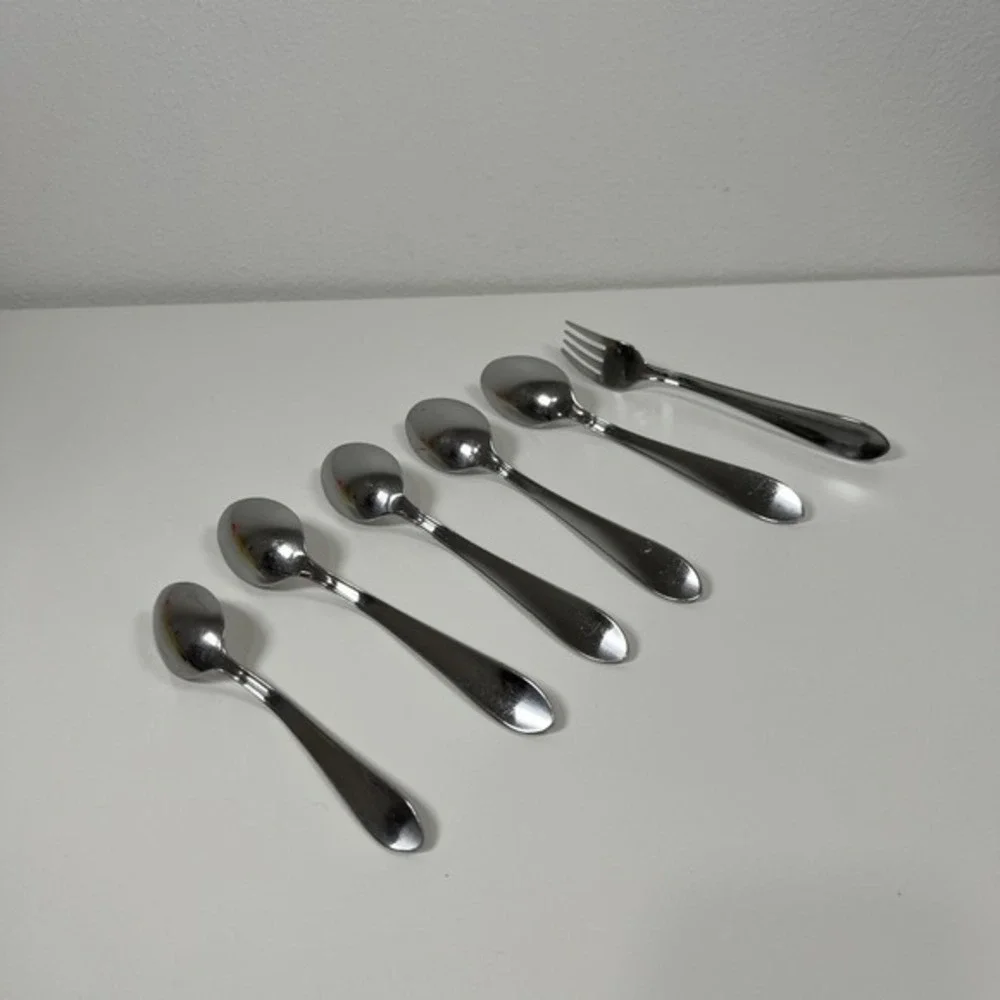 CORELLE COORDINATES  Lot of 6 Pieces HAMMERED 18/0 Stainless Flatware‎ MCM